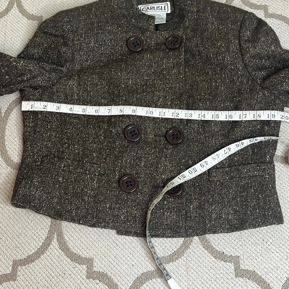Carlisle Gray Tweed Double-Breasted Wool Silk Blazer - Picture 6 of 14